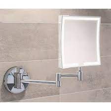 Stainless Steel Square 3x LED Magnifying Mirror